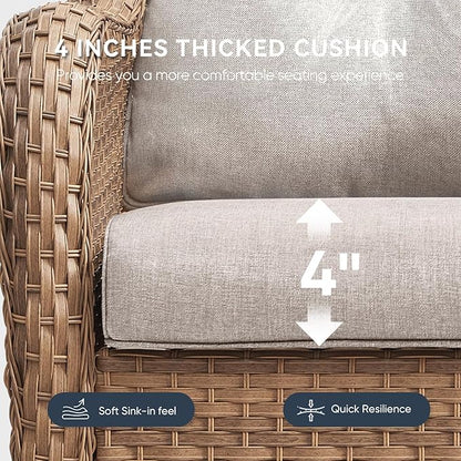 Outdoor Chair Cushions 3 Packs - Outside High Back Comfortable Thickened Pillow 22x24 with Zipper Cover for Patio Rocking Swivel Chairs Loveseat Sofa – Beige/Crescent