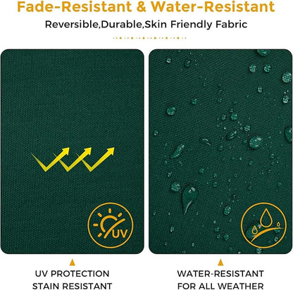 Outdoor Chair Cushions 19 x19 Inch,Water Resistant Tufted Seat Cushions 19",Reversible,Weather Resistant,Rounded Back Wicker Chair Cushion for Patio Garden Furniture(Blackish Green)