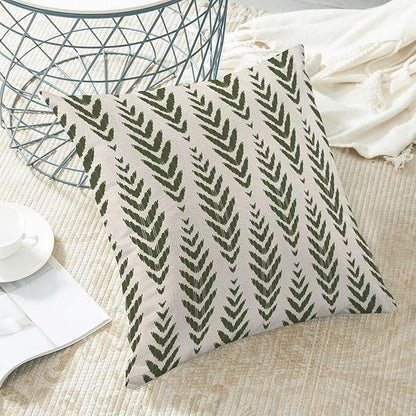 BETGINY Sage Green Boho Pillow Covers 20 x 20 Inch Pack of 2, Bohemian Ethnic Herringbone Pattern Decorative Throw Pillow Covers Vintage Linen Farmhouse Outdoor Pillowcase for Bedroom Home Sofa Decor