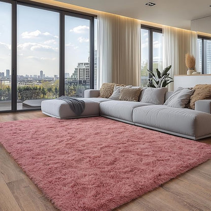 Fluffy Rugs for Living Room, Soft Shaggy for Bedrooms, Blush Area Rug for Bedroom, Cozy Fuzzy Carpet for Kids, Perfect Indoor Decor for Boys and Girls 6x9 Feet