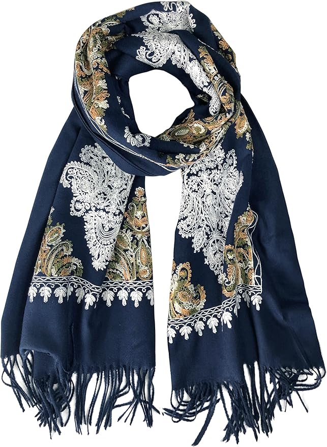 Urban CoCo Women's Embroidered Tassel Long Shawl Oversize Scarf Wraps for Women