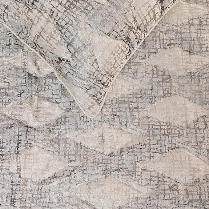 The HomeCentric King Queen Twin Grey Decorative Twin 53"x18" Bed Runner with Pillow Cover, Quilted Bed Scarf on Jacquard Fabric - Graphitti Grey