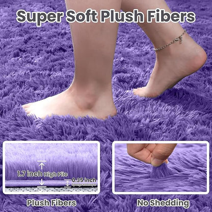 5x7 Area Rugs for Living Room Rug: Soft Fluffy Shag Purple Rugs for Bedroom, Non-Slip Large Fuzzy Plush Rug Indoor Floor Carpet for Nursery Kids Boys Girls Room, Dorms, Playroom, Modern Home Decor