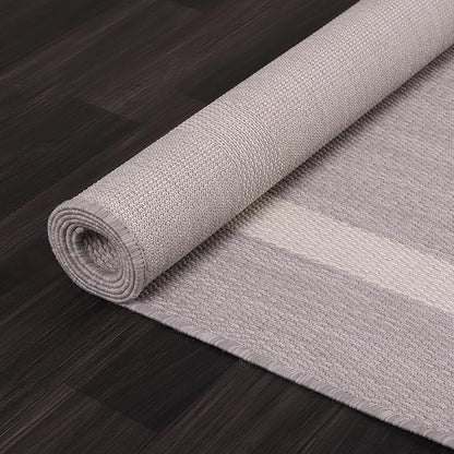 Bordered Outdoor Rug 9x12 Washable Outside Carpet for Indoor Patio Porch Waterproof Easy Cleaning Non Shedding Area Rugs Gray 9 x 12