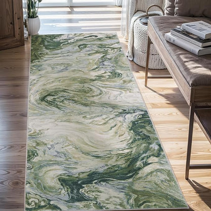 2x10 Runner Rug for Hallways Kitchen Modern Abstract Washable Rug Soft Non Slip Carpet for Laundry Entryway Bedroom Bathroom