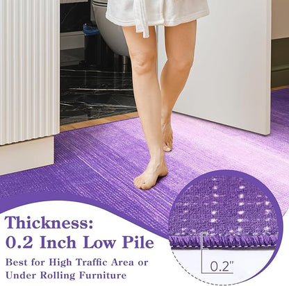 Wonnitar Purple Washable 4x6 Rug, Modern Rugs for Girls Bedroom, Soft Non-Slip Nursery Area Rug, Low Pile Throw Carpet for Living Room Laundry Dining Entrance Dorm Decor (Purple, 4'x6')
