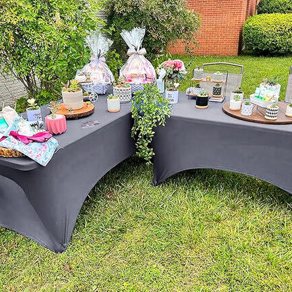 Trlyc 1 Pack 6FT Spandex Table Cloth - 72 x 30 Inch Rectangular Stretch Tablecloth, Wrinkle Resistant Scretch Table Cover for Wedding, Party, Banquet, Picnic, Outdoor Decoration (1Pcs,Grey)