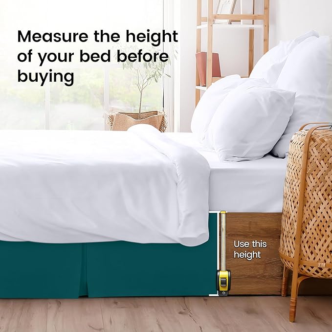 Utopia Bedding Queen Bed Skirt - Soft Quadruple Pleated Ruffle - Easy Fit with 16 Inch Tailored Drop - Hotel Quality, Shrinkage and Fade Resistant (Queen, Teal)