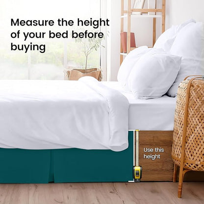 Utopia Bedding Queen Bed Skirt - Soft Quadruple Pleated Ruffle - Easy Fit with 16 Inch Tailored Drop - Hotel Quality, Shrinkage and Fade Resistant (Queen, Teal)