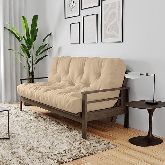 Royal Sleep Products by The Futon Factory 6 inch Memory Foam Futon Mattress - Solid Khaki Cover - Queen Size - CertiPUR Certified Foams - Made in USA - (Frame not Included)