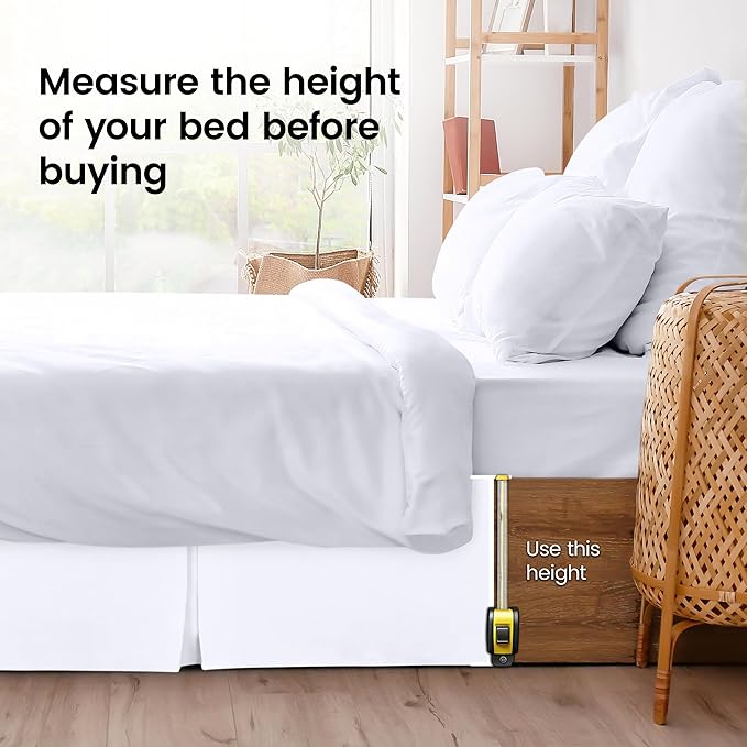 Utopia Bedding Full Bed Skirt - Soft Quadruple Pleated Ruffle - Easy Fit with 16 Inch Tailored Drop - Hotel Quality, Shrinkage and Fade Resistant (Full, White)