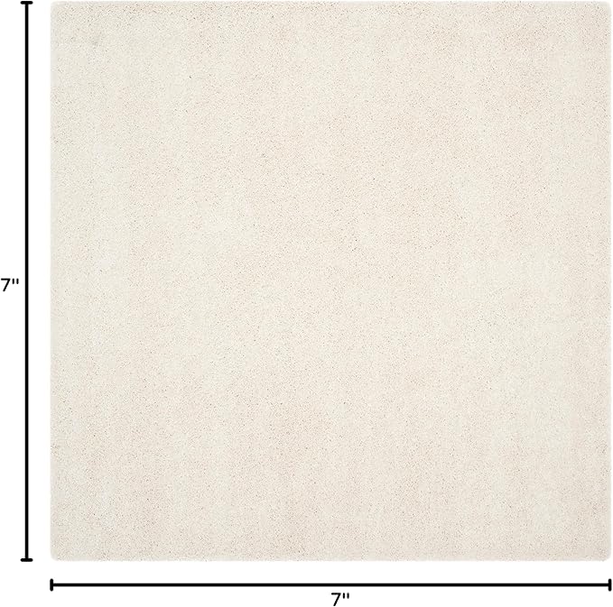 SAFAVIEH Milan Shag Collection Area Rug - 7' Square, Ivory, Solid Design, Non-Shedding & Easy Care, 2-inch Thick Ideal for High Traffic Areas in Living Room, Bedroom (SG180-1212)