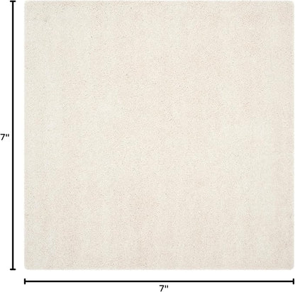 SAFAVIEH Milan Shag Collection Area Rug - 7' Square, Ivory, Solid Design, Non-Shedding & Easy Care, 2-inch Thick Ideal for High Traffic Areas in Living Room, Bedroom (SG180-1212)