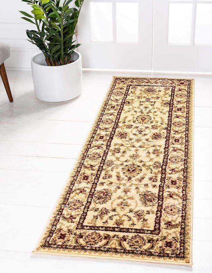 Unique Loom Voyage Collection Traditional Oriental Classic Area Rug (2' 0 x 8' 0 Runner, Ivory/Gold)