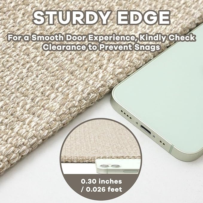 EARTHALL Washable Runner Rug 2x10 Ft Non Slip Runners for Hallways Long Cotton Rubber Backed Kitchen Runner Braided Indoor Floor Carpet Runners for Entryway, Hallway, Kitchen, Send/Beige