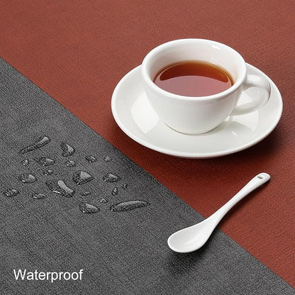 Table Runners 72 Inches Long, Dual-Sided Faux Leather Farmhouse Table Runner Waterproof Heatproof Non-Slip for Living Room Party Home Decor Holiday Decorations(Gray Terracotta, 12 x 72 Inch)