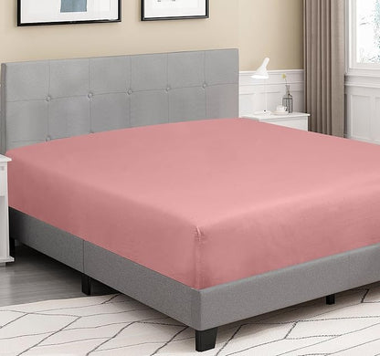 ROYALE LINENS 300 Thread Count 100% Long Staple Combed Cotton Fitted Sheet Full - Super Soft Deep Pocket Bottom Sheet - Fitted Sheets Only - Elastic Sheets (Full, Pink)