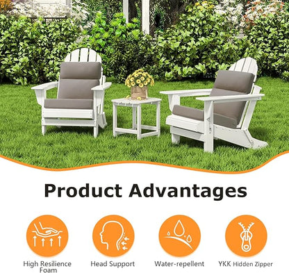 Sunbrella Outdoor High Back Chair Cushion Seat Pads, 44 x 21 Inch Water-Repellent & Fade-Resistant Patio Furniture Cushions with Ties for Adirondack, Rocking Chairs, Cast Shale