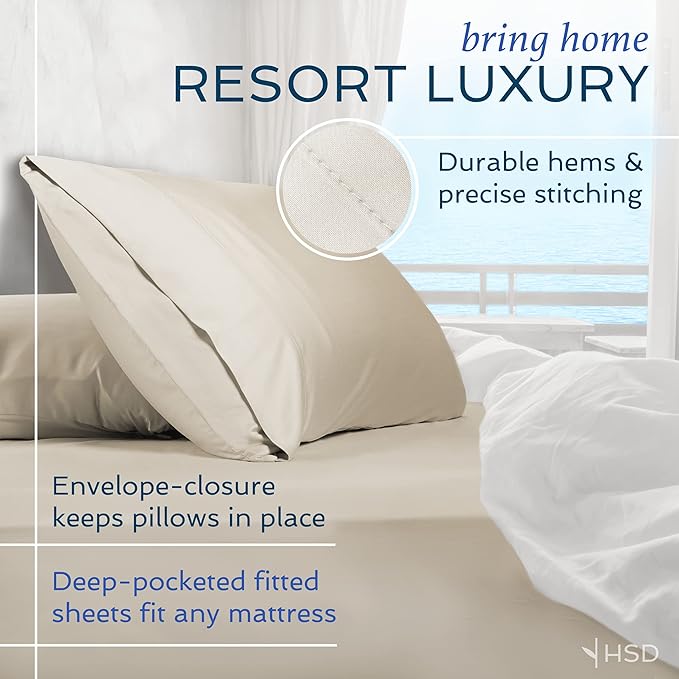 Hotel Sheets Direct 4 Piece Bed Sheet Set California King Size, 100% Viscose Derived from Bamboo Sheets Set with 2 Pillowcases, Cooling & Breathable Luxury Bedding, Moisture-Wicking, Silky Soft, Black