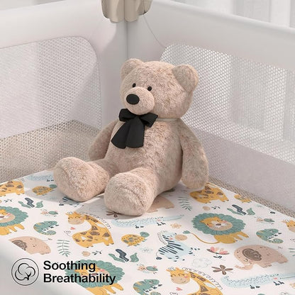Baby Bassinet Sheets for Baby Boy Girls,4-Pack Fitted Bassinet Sheets Set Compatible with Halo Bassinest Swivel Sleeper,Baby Delight,Angelbliss,32"X16" (Animal World)
