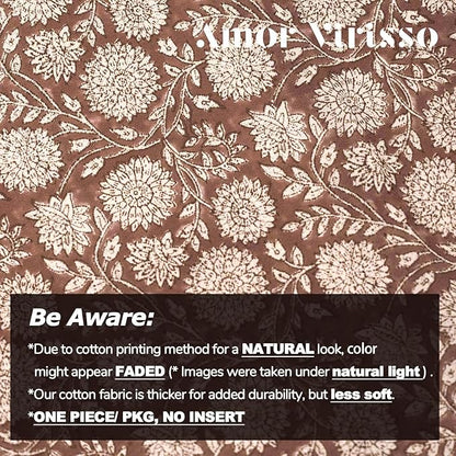Amor Virisso Floral Pillow Covers 20x20 Throw Pillow Covers Vintage Block Print Pillow Cover Neutral Couch Pillows for Living Room Farmhouse Decorative Accent Sofa Pillows, Brown