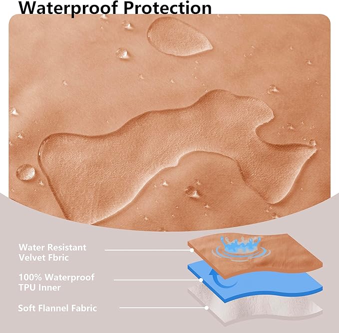 Waterproof Blanket for Bed, Leak Proof Dog Couch Blankets Reversible, Pet Throw Sofa Furniture Protector Machine Washable-82 x120,Orange+Cream