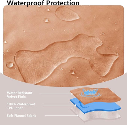 Waterproof Blanket for Bed King Size, Leak Proof Dog Couch Blankets Reversible, Pet Throw Sofa Furniture Protector Machine Washable-82 x108,Orange+Cream