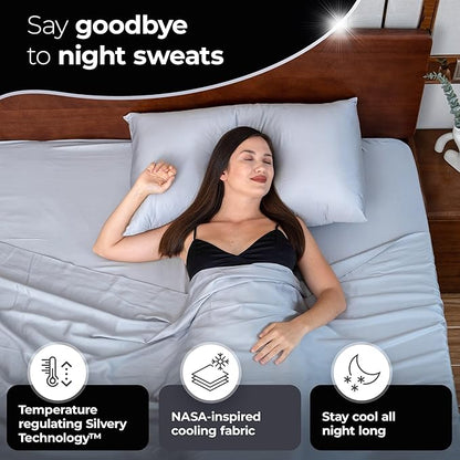 Silvery Silver Infused Bed Sheets Set - Award-Winning Self-Cooling Fabric with Self-Cleaning Silvery Technology™ That Stays Fresh 3X Longer for Hygienic Sleep (Gray, Twin XL)