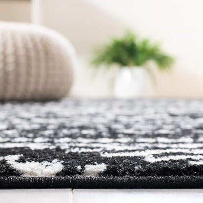 SAFAVIEH Tulum Collection Runner Rug - 2' x 11', Black & Ivory, Moroccan Boho Tribal Design, Non-Shedding & Easy to Clean, Ideal for Living Room, Hallway, Foyer, Entryway, Bedroom (TUL272Z)