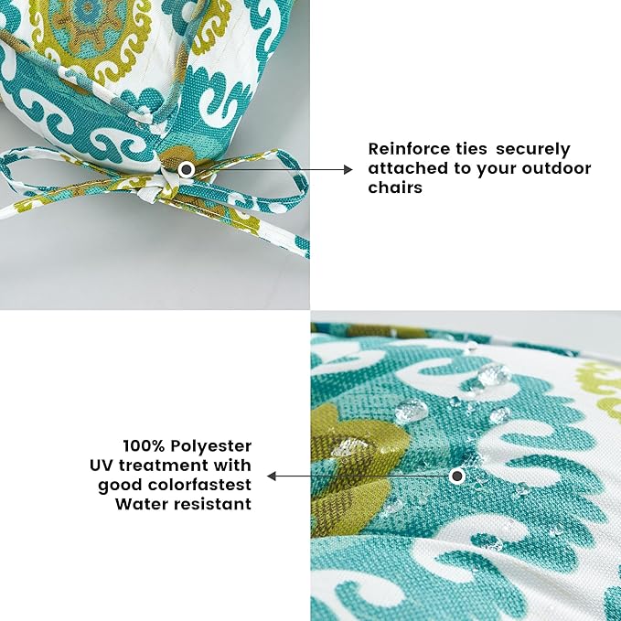 ARTPLAN Outdoor Seat Cushion,Square Thick Tufted Pure Chair Cushion for Patio Wicker Chair with Tie,Set of 2,19"x19"x5"，Floral