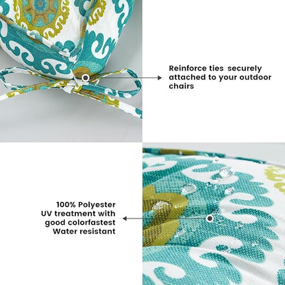 ARTPLAN Outdoor Seat Cushion,Square Thick Tufted Pure Chair Cushion for Patio Wicker Chair with Tie,Set of 2,19"x19"x5"，Floral