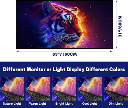Galaxy Tiger Rug 3D Fierce Tigers Area Rugs for Bedroom Living Room Playroom Gameroom Boys Kids Fire Glitter Carpet Throw Rugs Floor Mat 63 in x 31 in