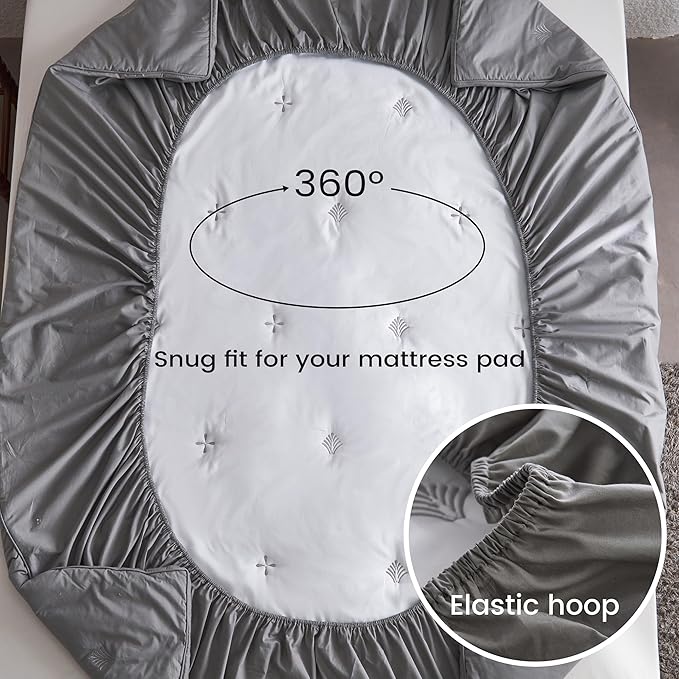 Simple&Opulence Cooling Quilted Mattress Pad – Fitted Sheet Mattress Protector Cover with Elastic Corners, Soft & Breathable, 16 Inch Deep Pocket (Dark Grey,Full)