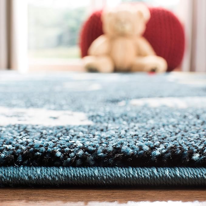 SAFAVIEH Carousel Kids Collection Area Rug - 9' x 12', Navy & Ivory, Non-Shedding & Easy Care, Ideal for High Traffic Areas for Boys & Girls in Playroom, Nursery, Bedroom (CRK167N)
