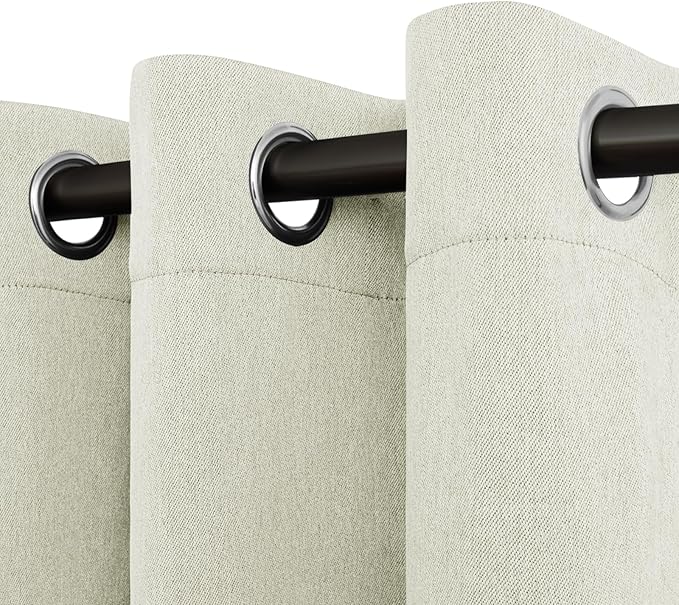 Easy-Going Linen Look Blackout Curtain Grommet Window Curtain Drapes for Bedroom, Living Room Thermal Insulated Room Darkening (2 Panels, 38x45 Inch, Beige)