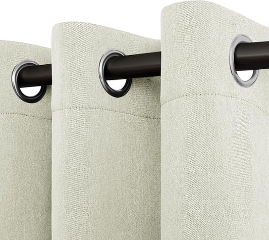 Easy-Going Linen Look Blackout Curtain Grommet Window Curtain Drapes for Bedroom, Living Room Thermal Insulated Room Darkening (2 Panels, 38x45 Inch, Beige)
