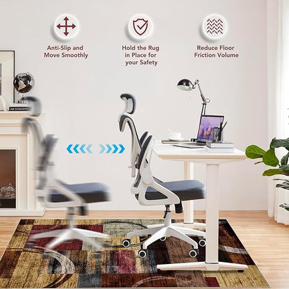 Office Chair Mat for Hardwood Floor&Tile Floor,48"X 60" Heavy Duty Desk Chair Mat for Hard Floors,Under Desk Rug for Rolling Computer Chair,Anti Slip,Low Pile Carpet Floor-Geo Multi