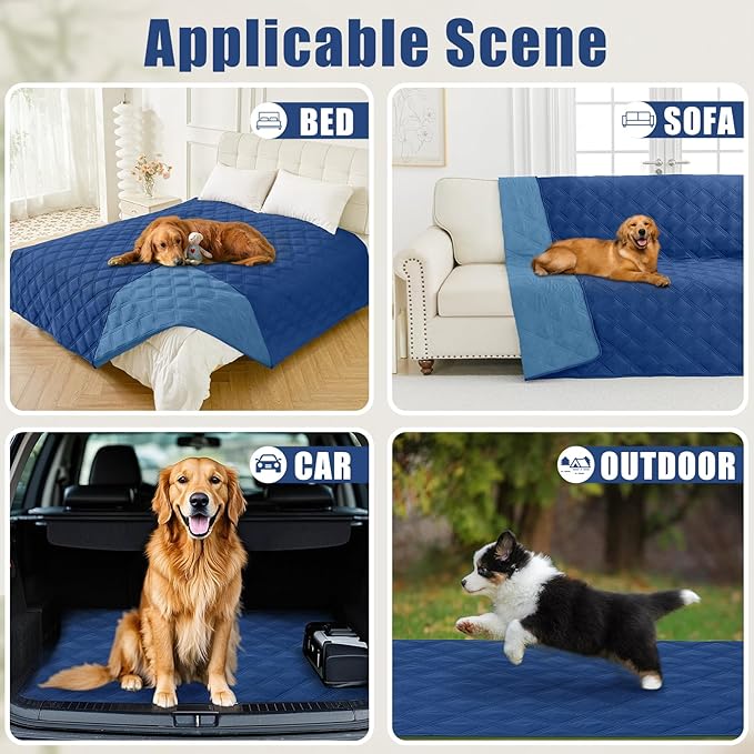 Smiry Waterproof Dog Bed Cover Blanket 40x50, Soft Reversible Pet Blanket, Washable Leakproof Cats Dogs Couch Cover for Sofa, Couch, Furniture, Lattice, Navy/Blue