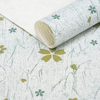 RAY STAR 18X96 Inch Shelf Liner for Kitchen Cabinets, Non-Adhesive Cabinet Liner Washable, PVC Drawer Liner for Dresser Non-Slip Bathroom (Green-Floral)(1 Roll)