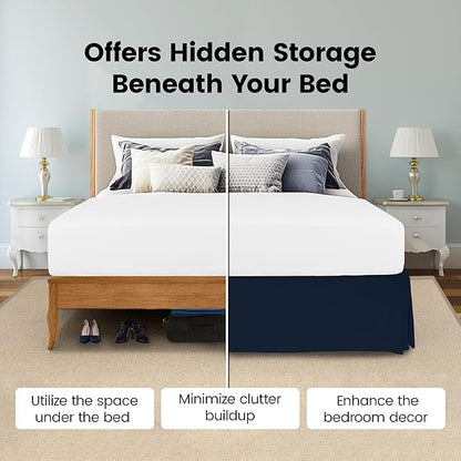 Utopia Bedding Twin Bed Skirt - Soft Quadruple Pleated Ruffle - Easy Fit with 16 Inch Tailored Drop - Hotel Quality, Shrinkage and Fade Resistant (Twin, Navy)