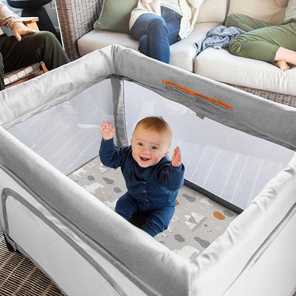 Pack n Play Sheets, BROLEX 2 Pack Mini Crib Sheets,Stretchy Portable Fitted Playard Sheet Set, Convertible Playard Mattress Cover,Ultra Soft Breathable Material,Snowy Forest