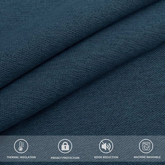 Easy-Going Linen Look Blackout Curtain Grommet Window Curtain Drapes for Bedroom, Living Room Thermal Insulated Room Darkening (2 Panels, 52x108 inch, Navy)
