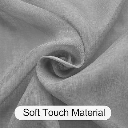 XWZO Grey Sheer Curtains for Bedroom, Light Filtering Privacy Voile Textured Drapes, Grommet Tieback Window Curtains for Living Room, Home Office, Kids' Room, 52 x 84 Inch, Set of 2 Panels