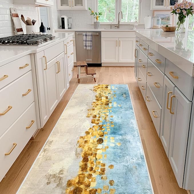 Runner Rug Washable 3x69 FT, Non Slip Rubber Backing Abstract Carpet, Soft Area Rugs for Bedroom Kitchen Hallway Entryway Bathroom, Customized