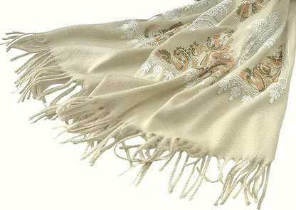 Urban CoCo Women's Embroidered Tassel Long Shawl Oversize Scarf Wraps for Women
