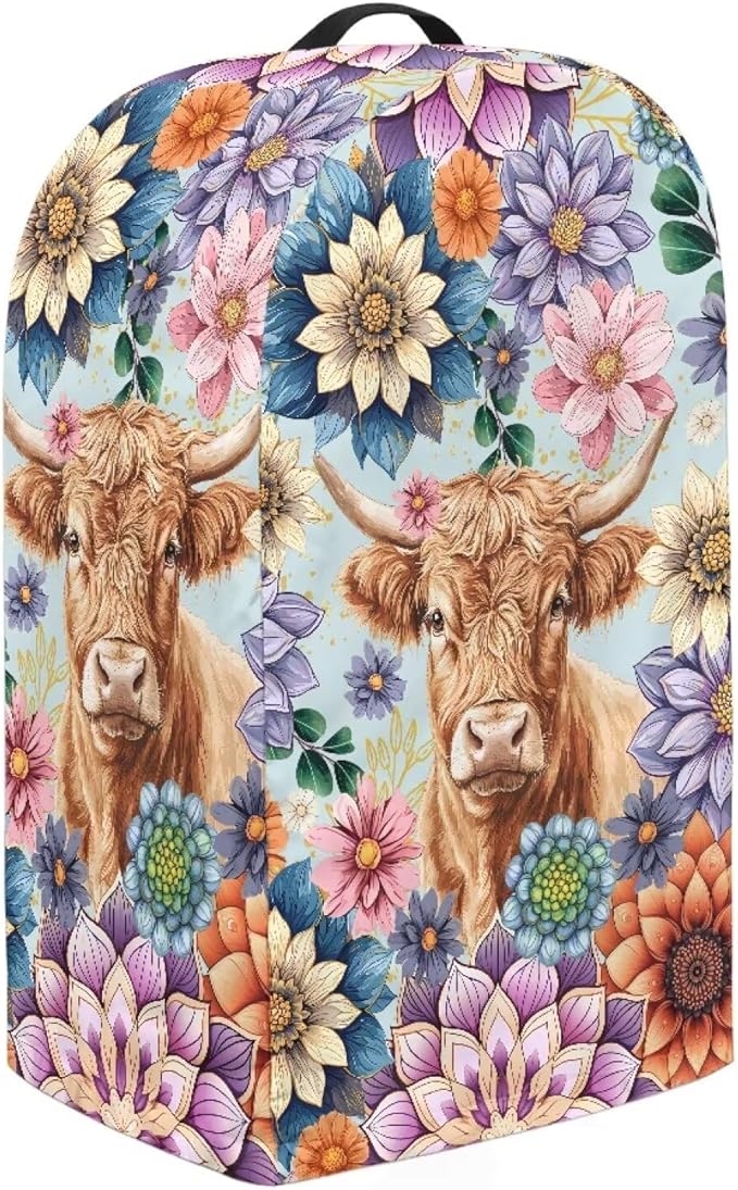 Kitchen Countertop Blender Cover Appliance Dust Protection Anti Fingerprint Easy to Clean Standard Countertop Blender Appliance Dust Cover Boho Floral Highland Cow
