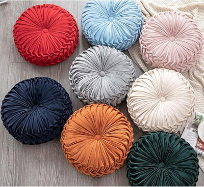 HLOVME Throw Pillow for Couch Decorative 3D Pumpkin Round Velvet Cushion for Sofa Bed Chair Floor 15”X15”, Light Green