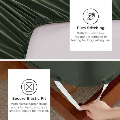 Bedsure Twin XL Sheets Dorm Bedding, GentleSoft Breathable Extra Long Twin Sheets & Pillowcases, Moisture Wicking Cooling, Deep Pocket Fits Mattress Up to 21 Inches Thick, Olive Green