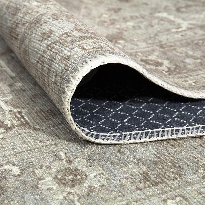 Bloom Rugs Washable Non-Slip 5' x 7' Rug - Beige/Gray Traditional Area Rug for Living Room, Bedroom, Dining Room, and Kitchen - Exact Size: 5' x 7'