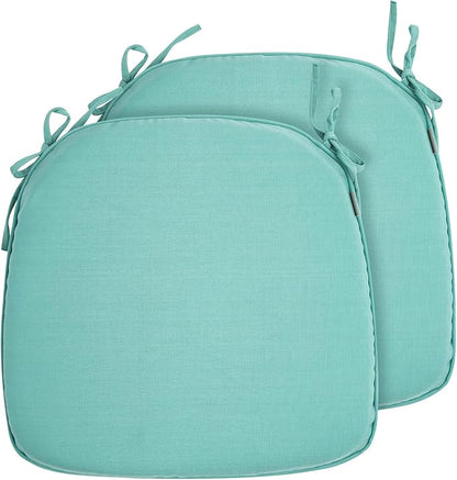 Outdoor Chair Cushions Set of 2,Patio Seat Cushion 17"x16"x2",U-Shaped Dining Chair Cushion 17 by 16 Inch,Water Resistant,Fade-Resistant Chair Pads for Kitchen Garden Furniture(Light Turquoise)